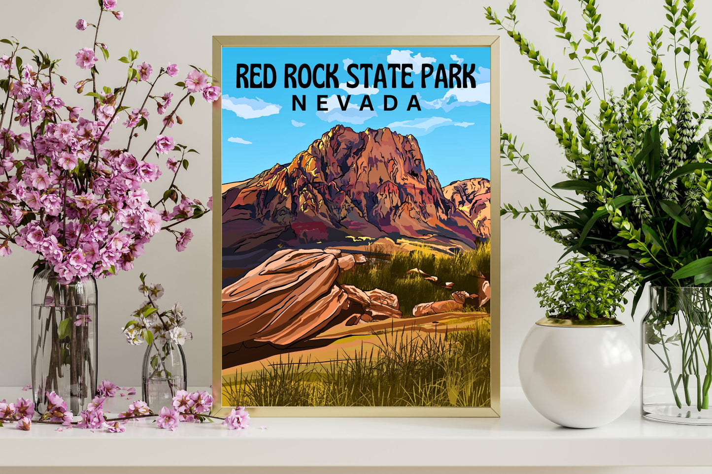 Red Rock State Park, Nevada | Travel Poster Art Print - Wild Life Design Co.