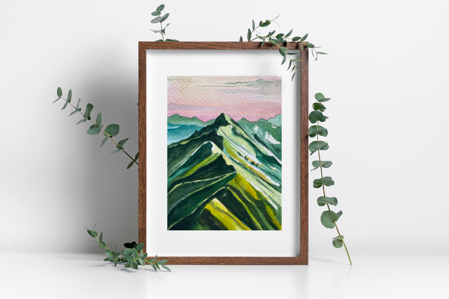 Distant Green Hills | Watercolor Print