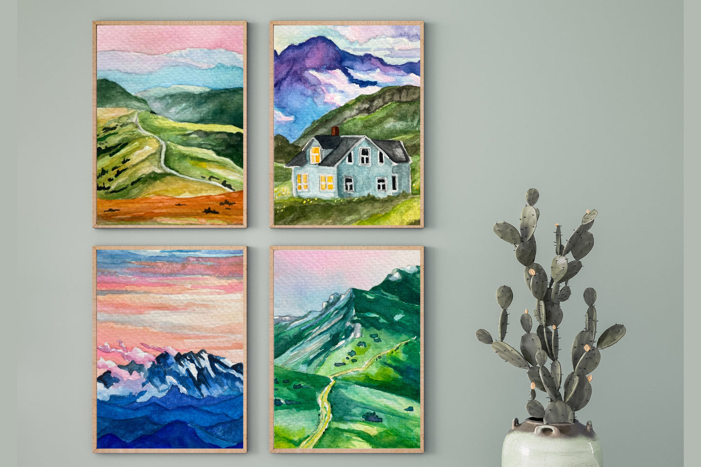 Mountain and Hills Landscape | Watercolor Print