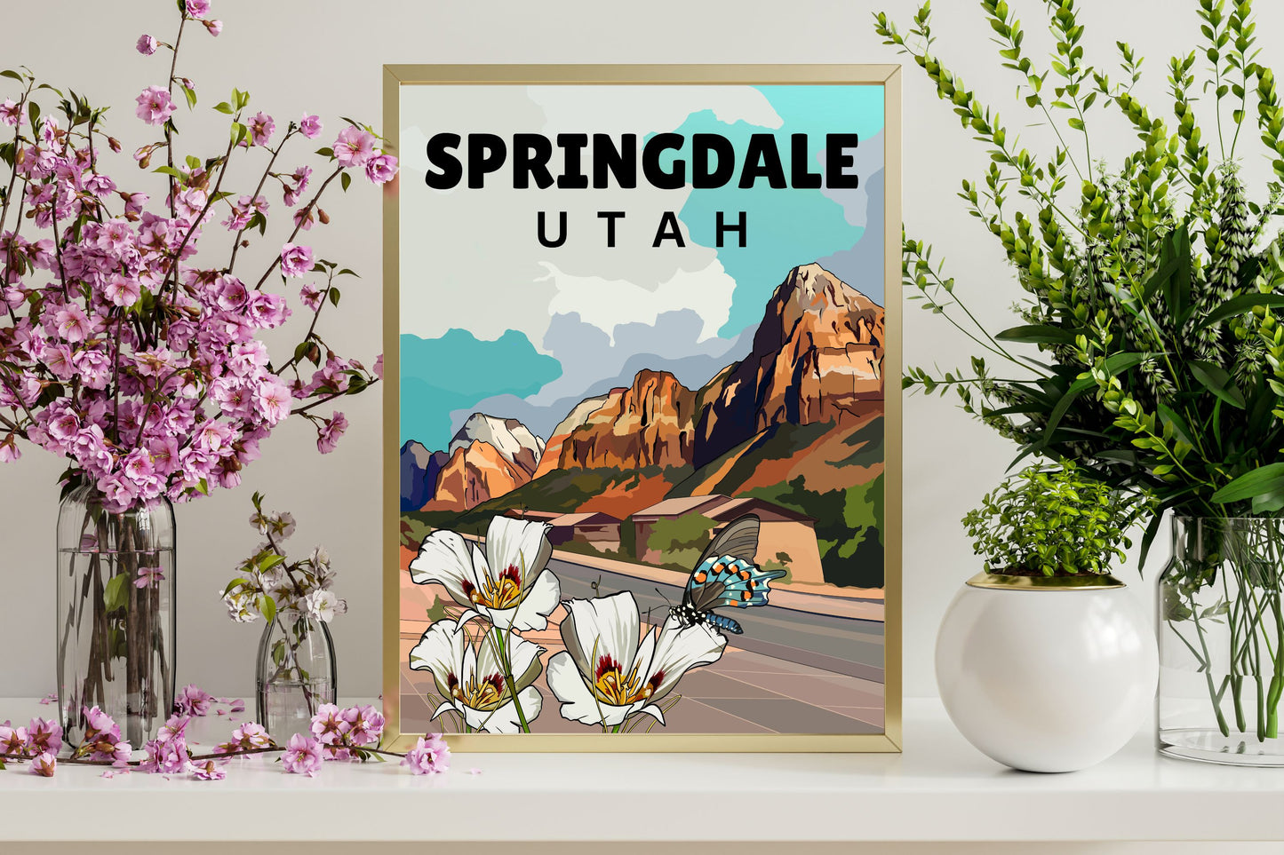 Springdale, Utah | Travel Poster Art Print - Wild Life Design Co.