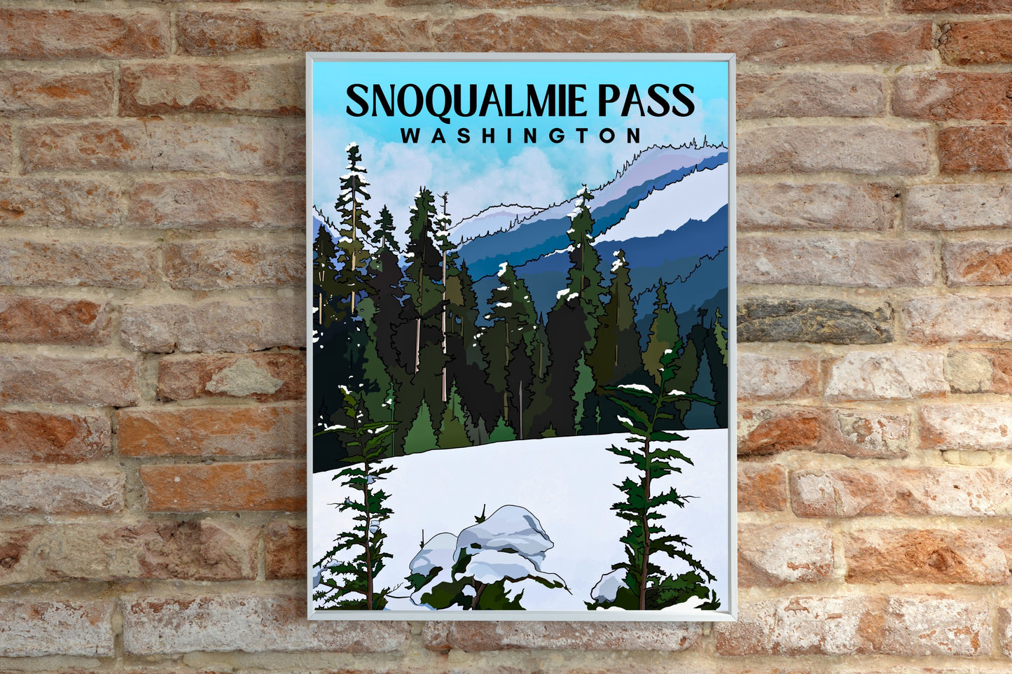 Snoqualmie Pass, Washington | Travel Poster Art Print - Wild Life Design Co.