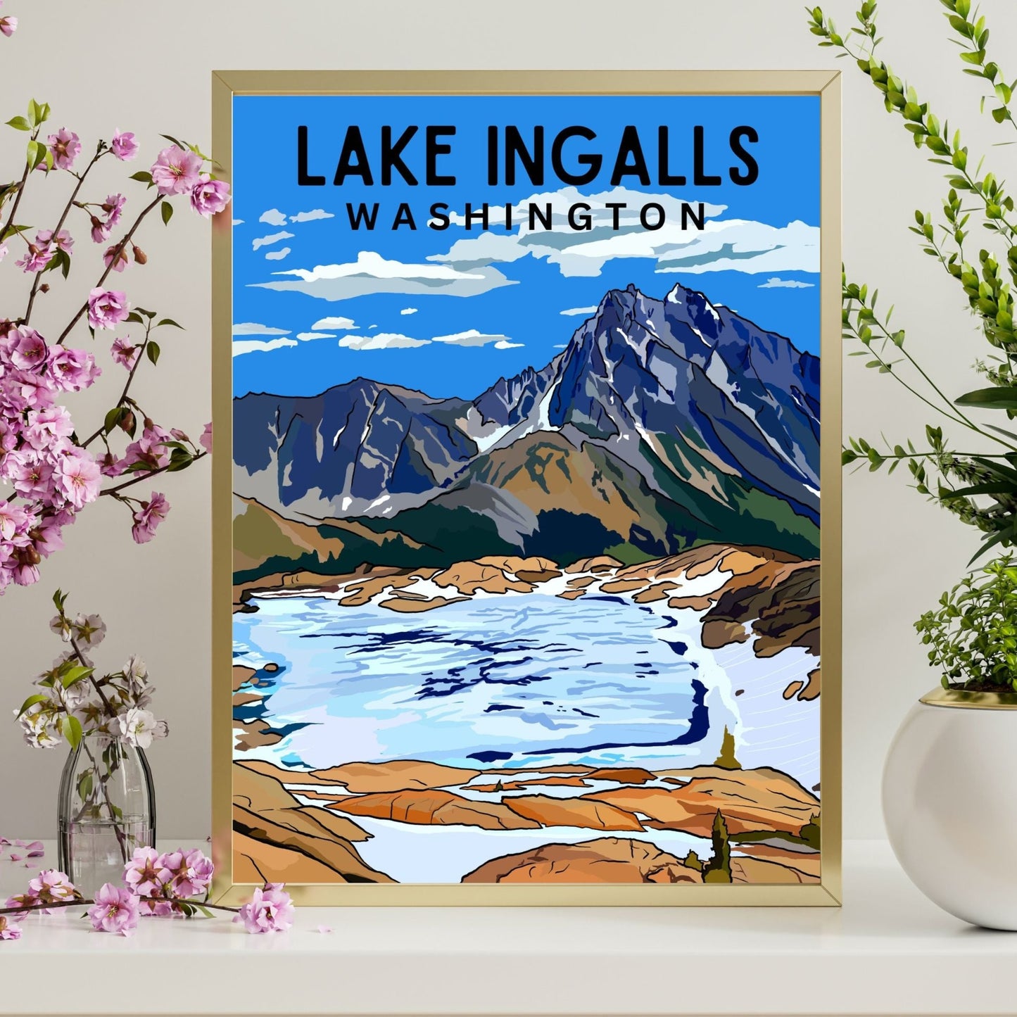 Lake Ingalls & Mt. Stuart | Travel Poster Art Print - Wild Life Design Co.