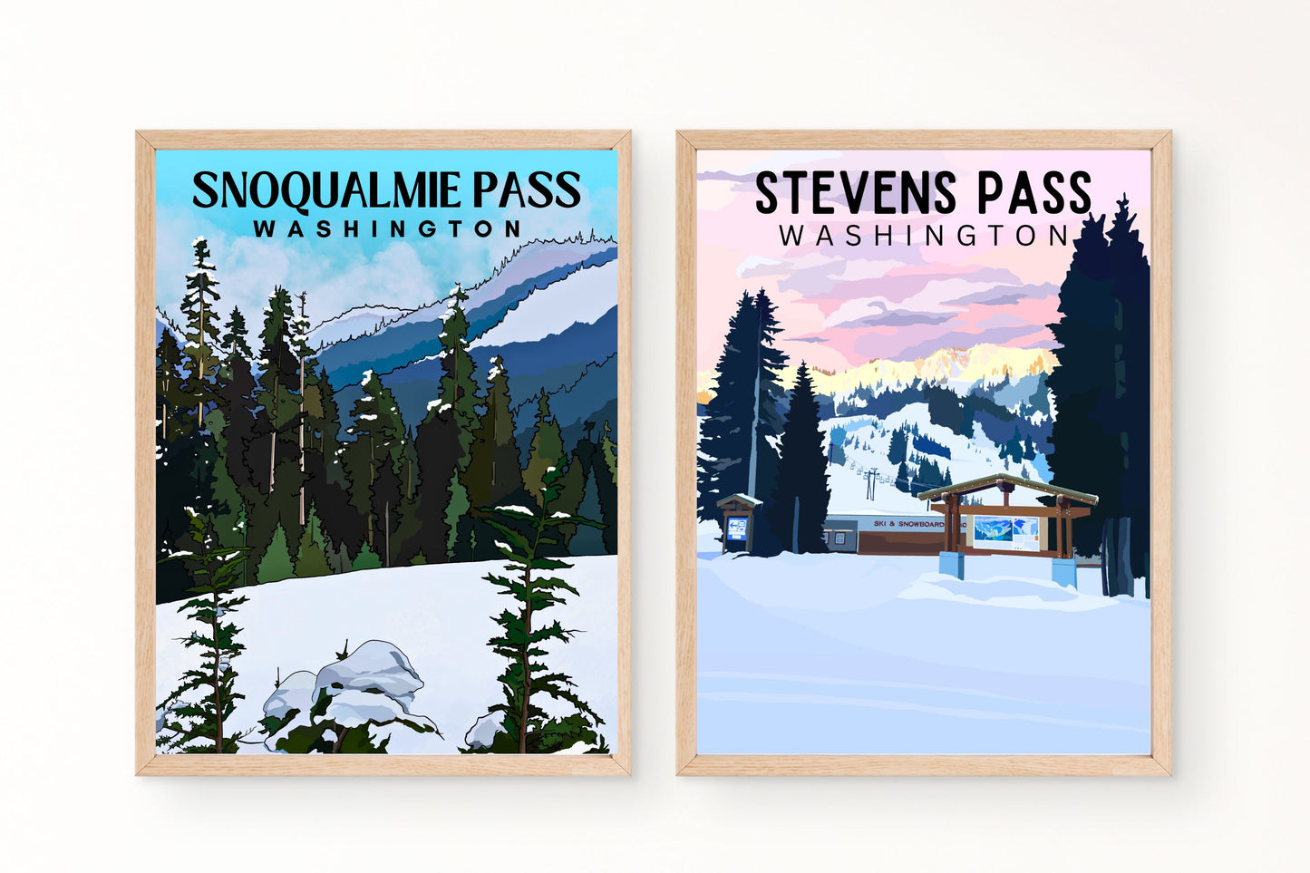 Snoqualmie Pass, Washington | Travel Poster Art Print - Wild Life Design Co.