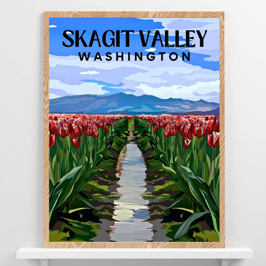 Skagit Valley, Washington | Travel Poster Art Print - Wild Life Design Co.