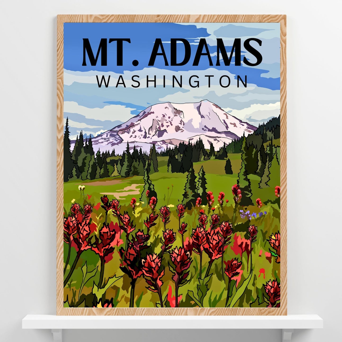Mount Adams, Washington | Travel Poster Art Print - Wild Life Design Co.