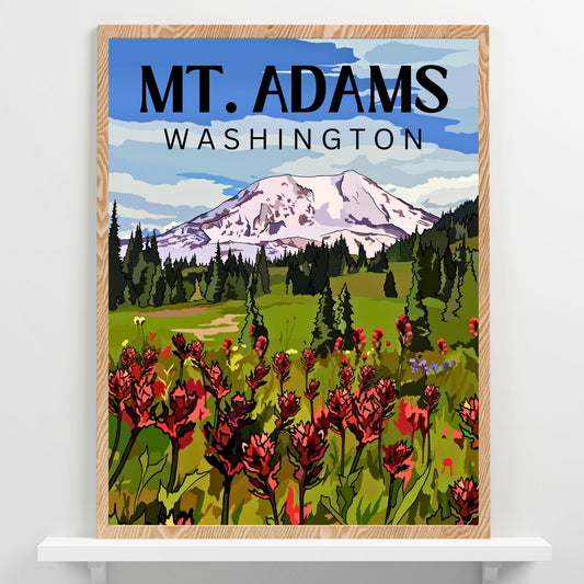Mount Adams, Washington | Travel Poster Art Print - Wild Life Design Co.