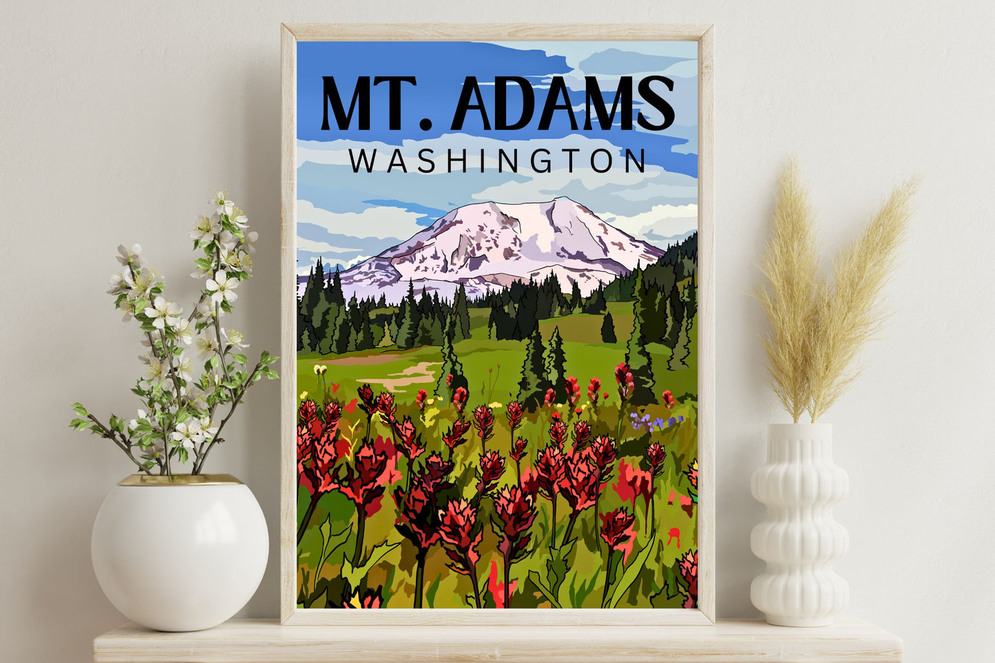 Mount Adams, Washington | Travel Poster Art Print - Wild Life Design Co.