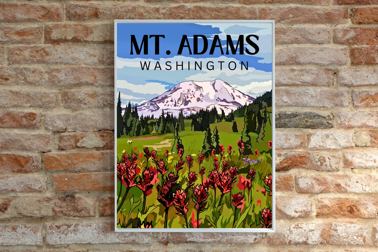 Mount Adams, Washington | Travel Poster Art Print - Wild Life Design Co.