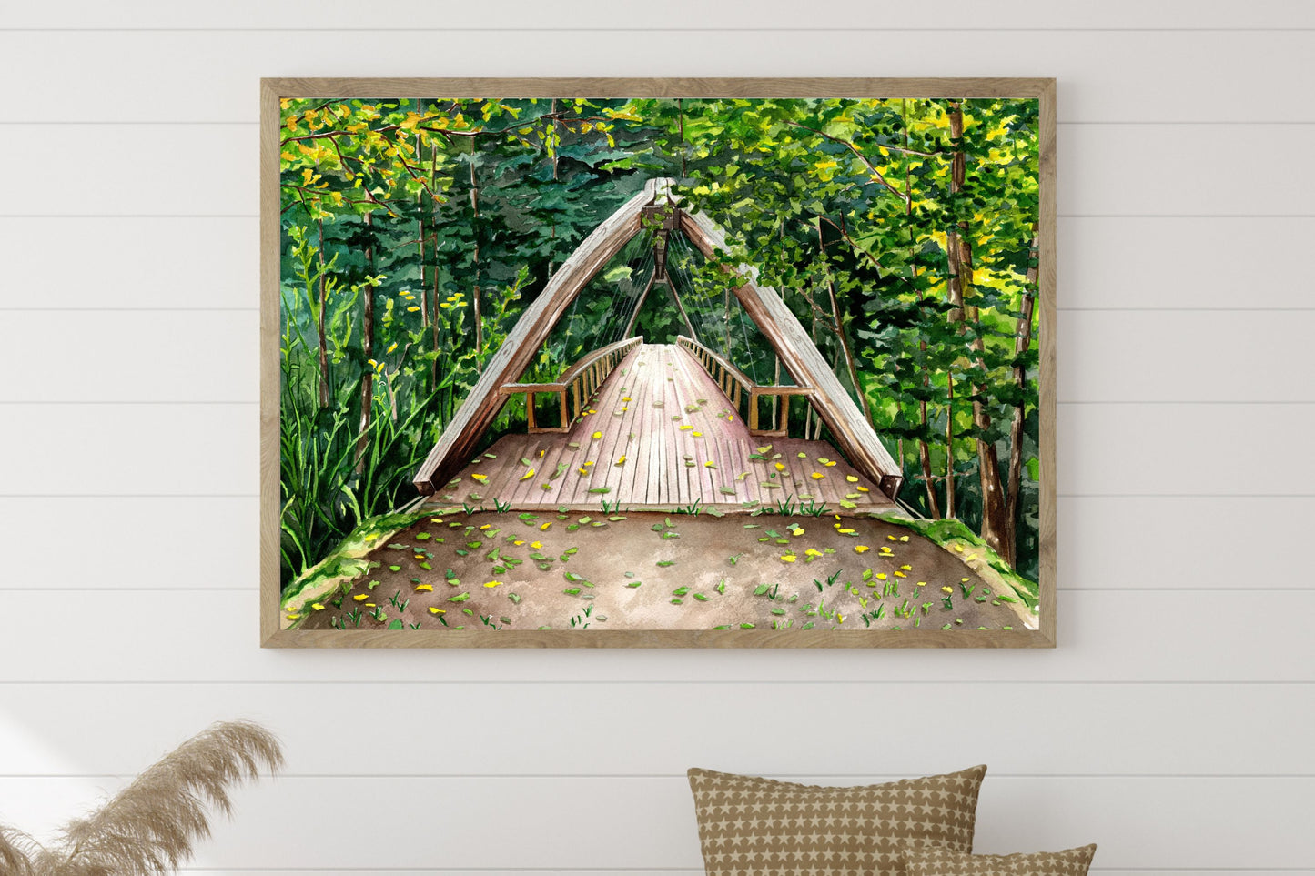 Middle Fork Gateway Suspension Bridge | Archival Watercolor Art Print - Emma H. Baldwin
