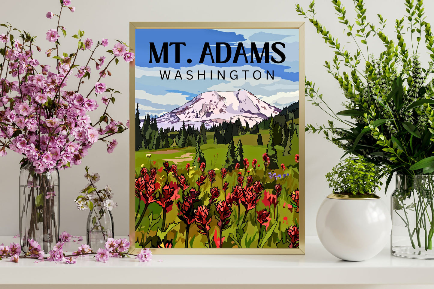 Mount Adams, Washington | Travel Poster Art Print - Wild Life Design Co.