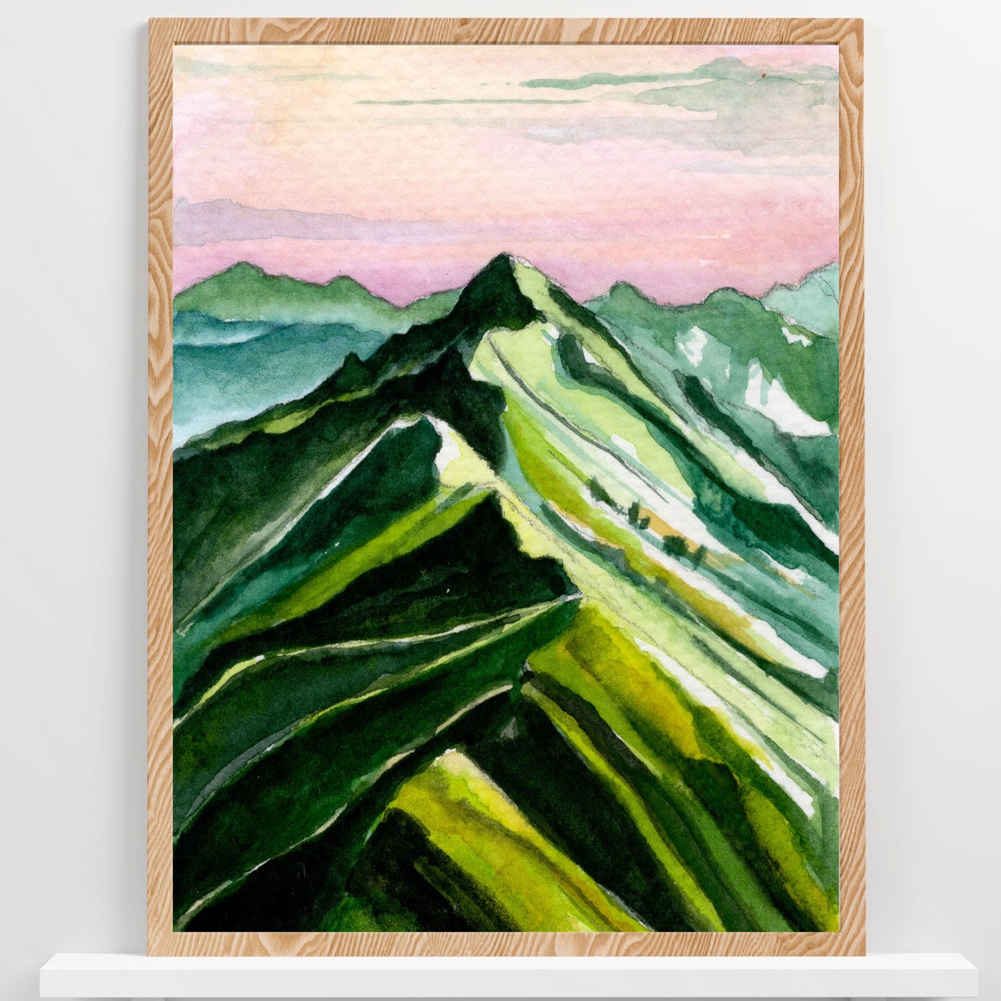 Distant Green Hills | Watercolor Print