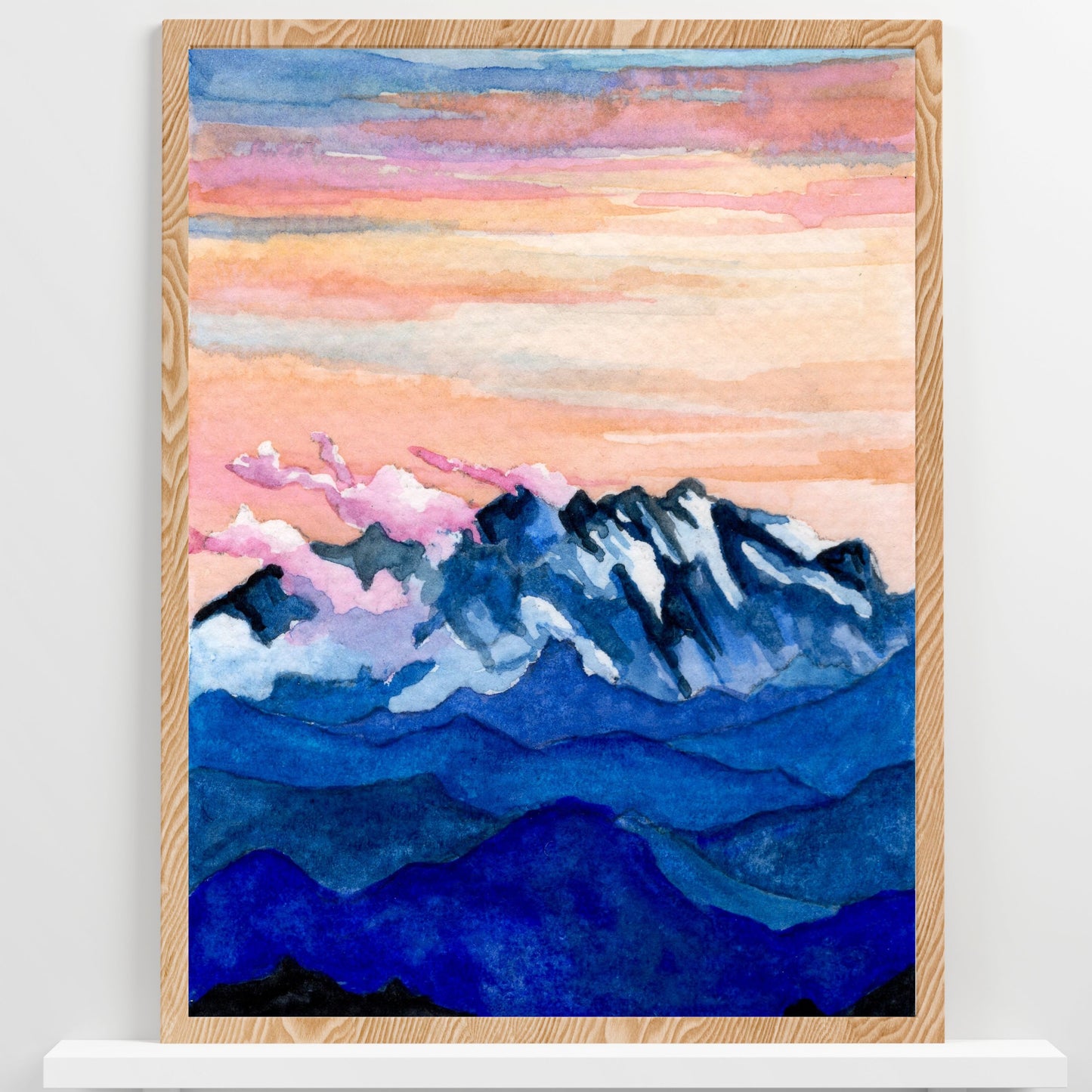 Mountain Sunset Landscape | Watercolor Print