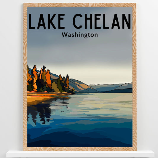 Lake Chelan, Washington | Travel Poster Art Print - Wild Life Design Co.