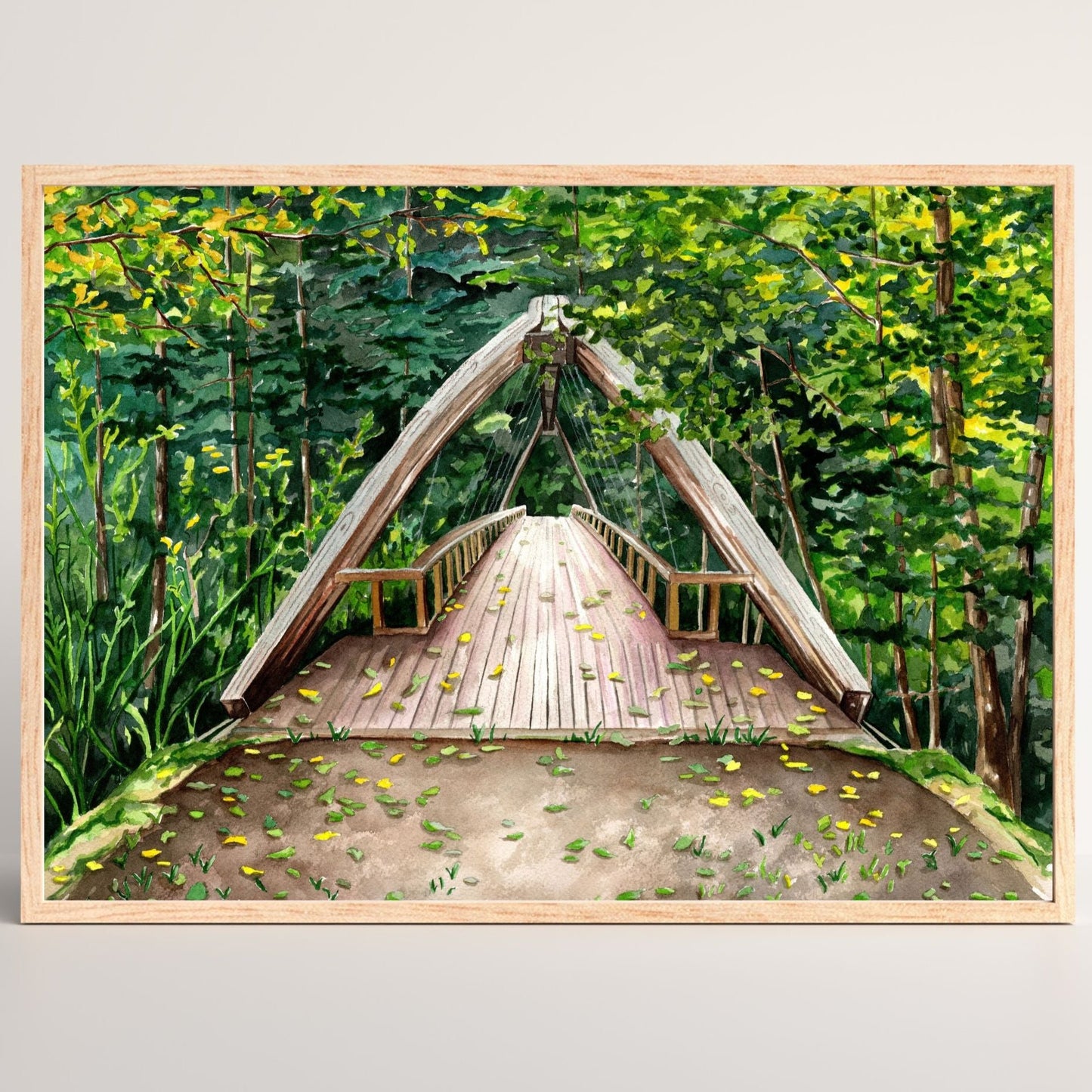 Middle Fork Gateway Suspension Bridge | Archival Watercolor Art Print - Emma H. Baldwin
