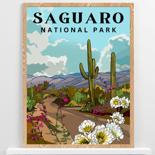 Saguaro National Park, Arizona | Travel Poster Art Print - Wild Life Design Co.