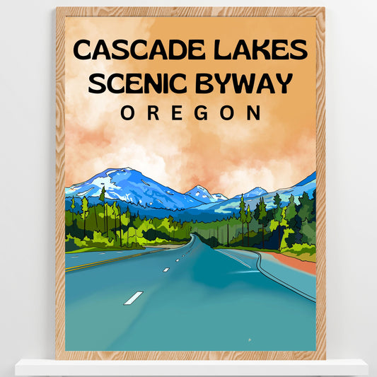 Cascade Lakes Scenic Byway, Oregon | Travel Poster Art Print - Wild Life Design Co.
