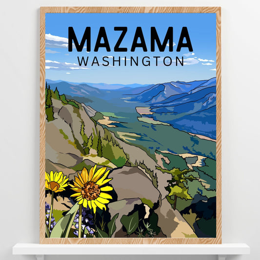 Mazama, Washington | Travel Poster Art Print - Wild Life Design Co.