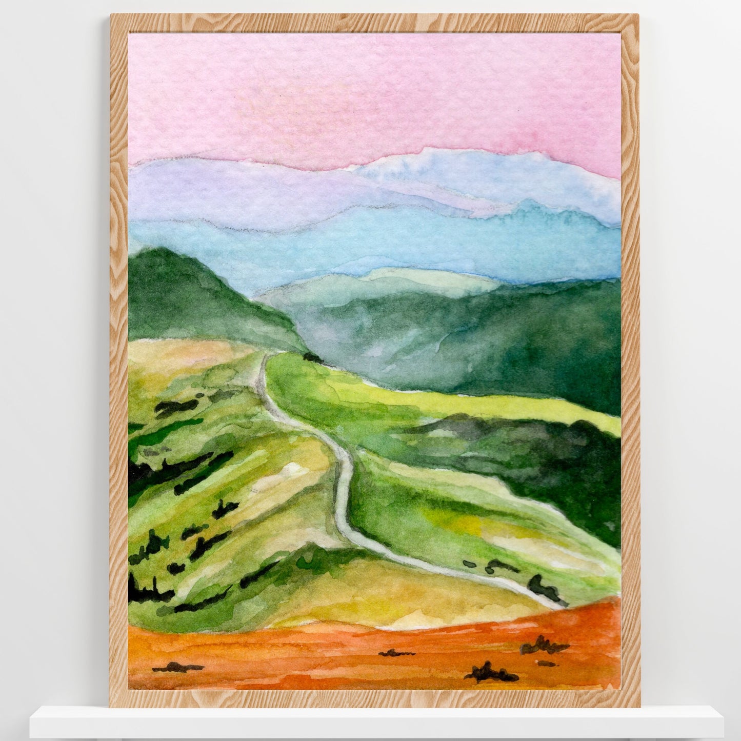 Mountain and Hills Landscape | Watercolor Print