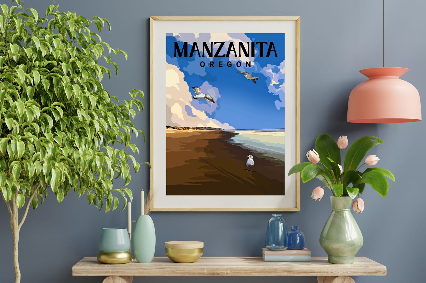 Manzanita, Oregon | Travel Poster Art Print - Wild Life Design Co.