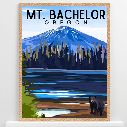 Mount Bachelor, Oregon | Travel Poster Art Print - Wild Life Design Co.