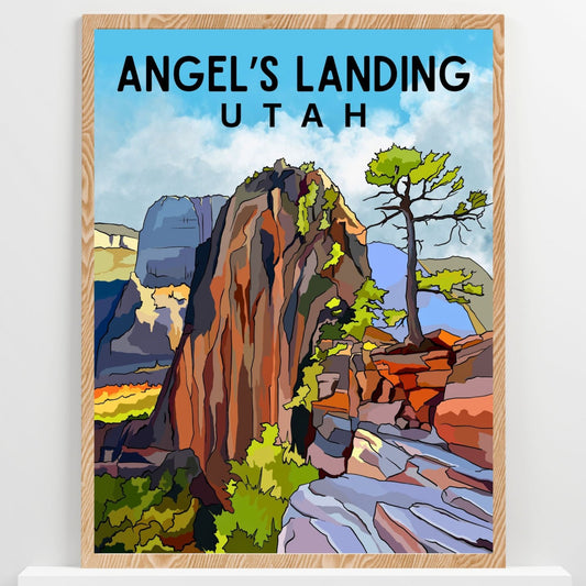 Angels Landing, Zion National Park, Utah | Travel Poster Art Print - Wild Life Design Co.
