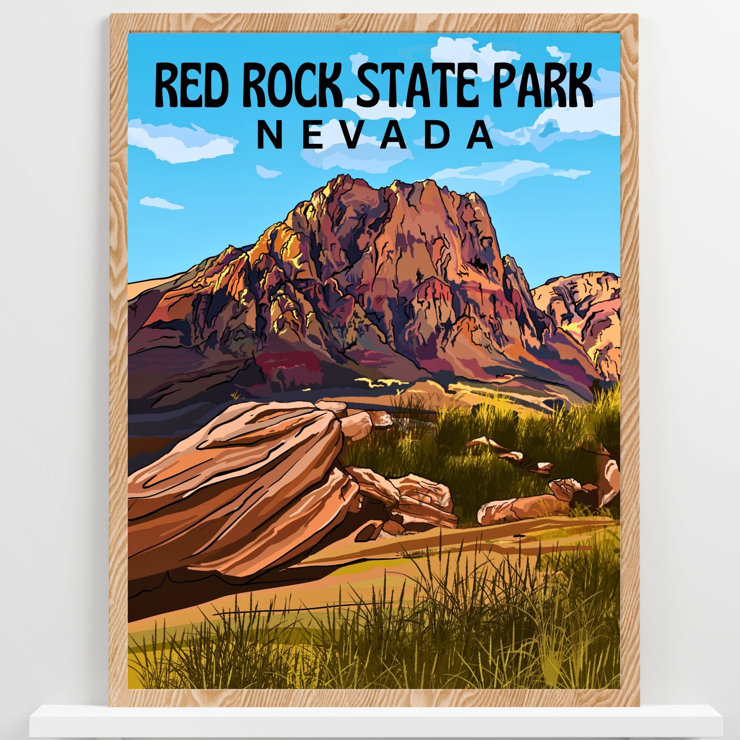 Red Rock State Park, Nevada | Travel Poster Art Print - Wild Life Design Co.