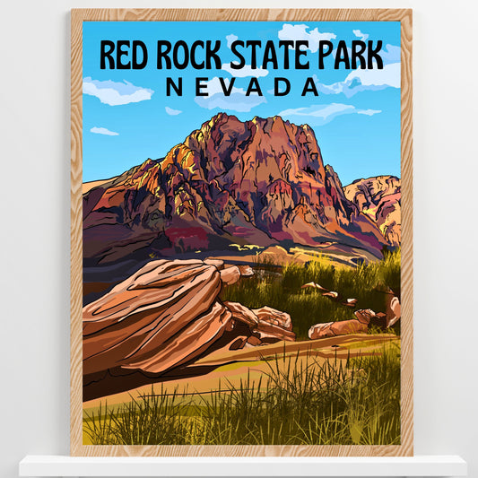 Red Rock State Park, Nevada | Travel Poster Art Print - Wild Life Design Co.