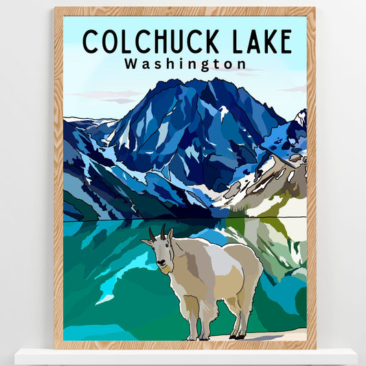 Colchuck Lake, Washington | Travel Poster Art Print - Wild Life Design Co.