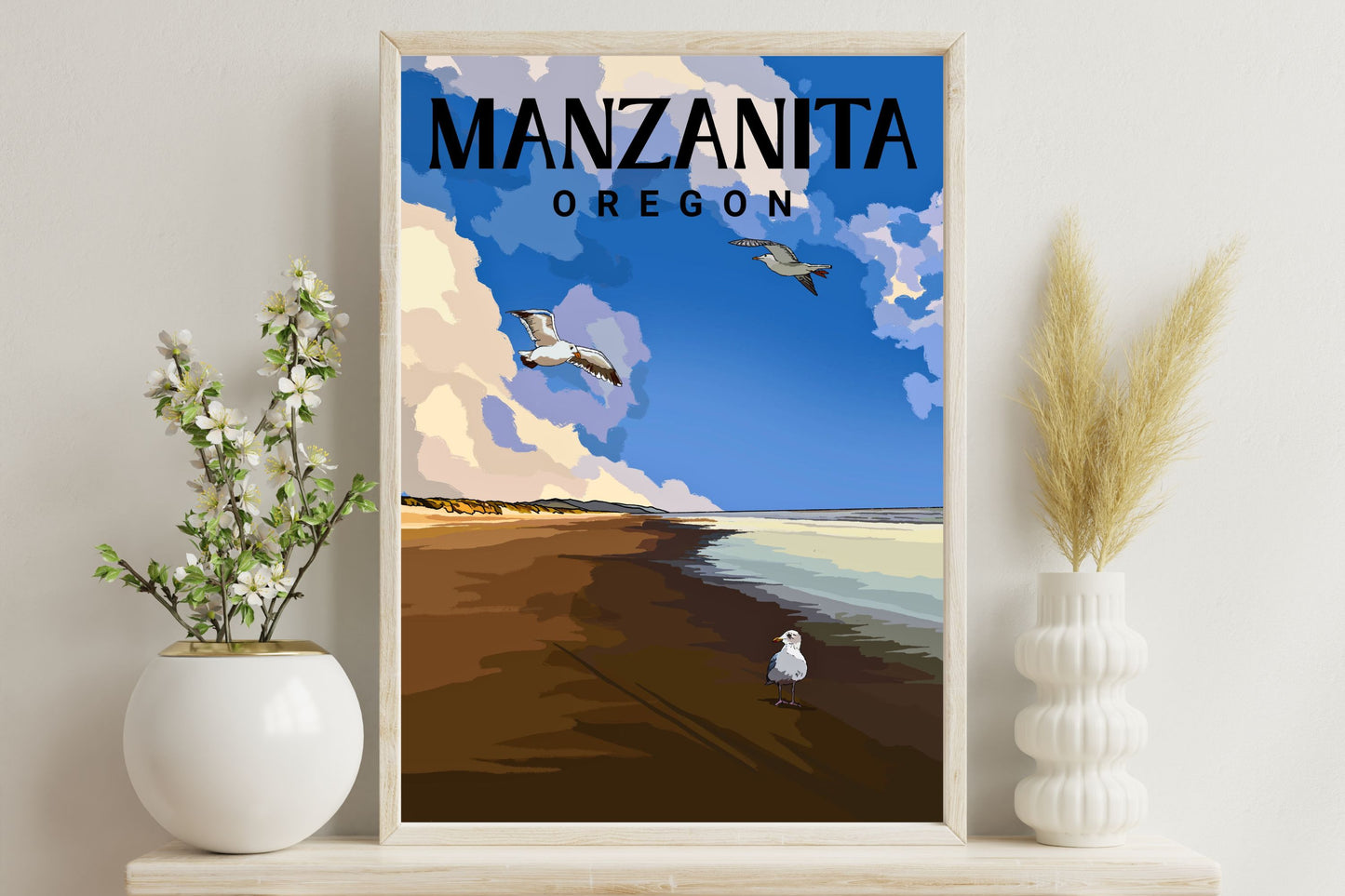 Manzanita, Oregon | Travel Poster Art Print - Wild Life Design Co.