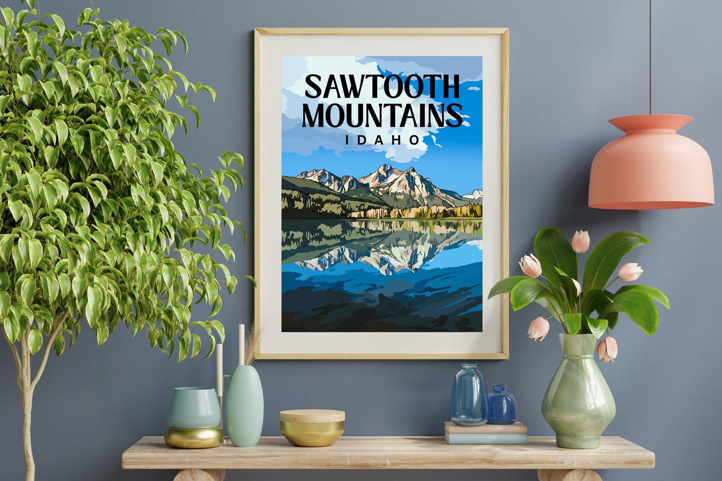 Sawtooth Mountains, Idaho Art Print / Travel Poster
