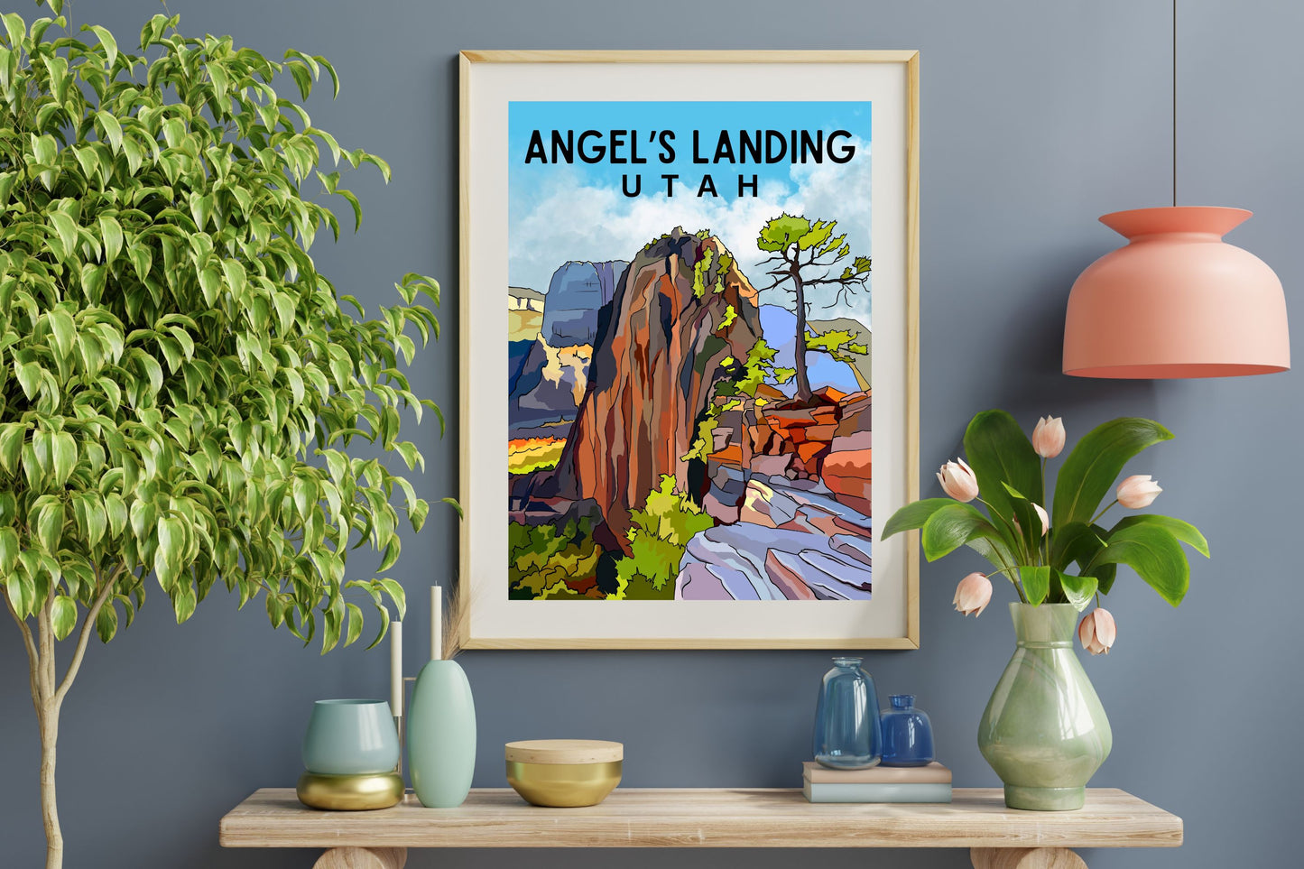 Angels Landing, Zion National Park, Utah | Travel Poster Art Print - Wild Life Design Co.
