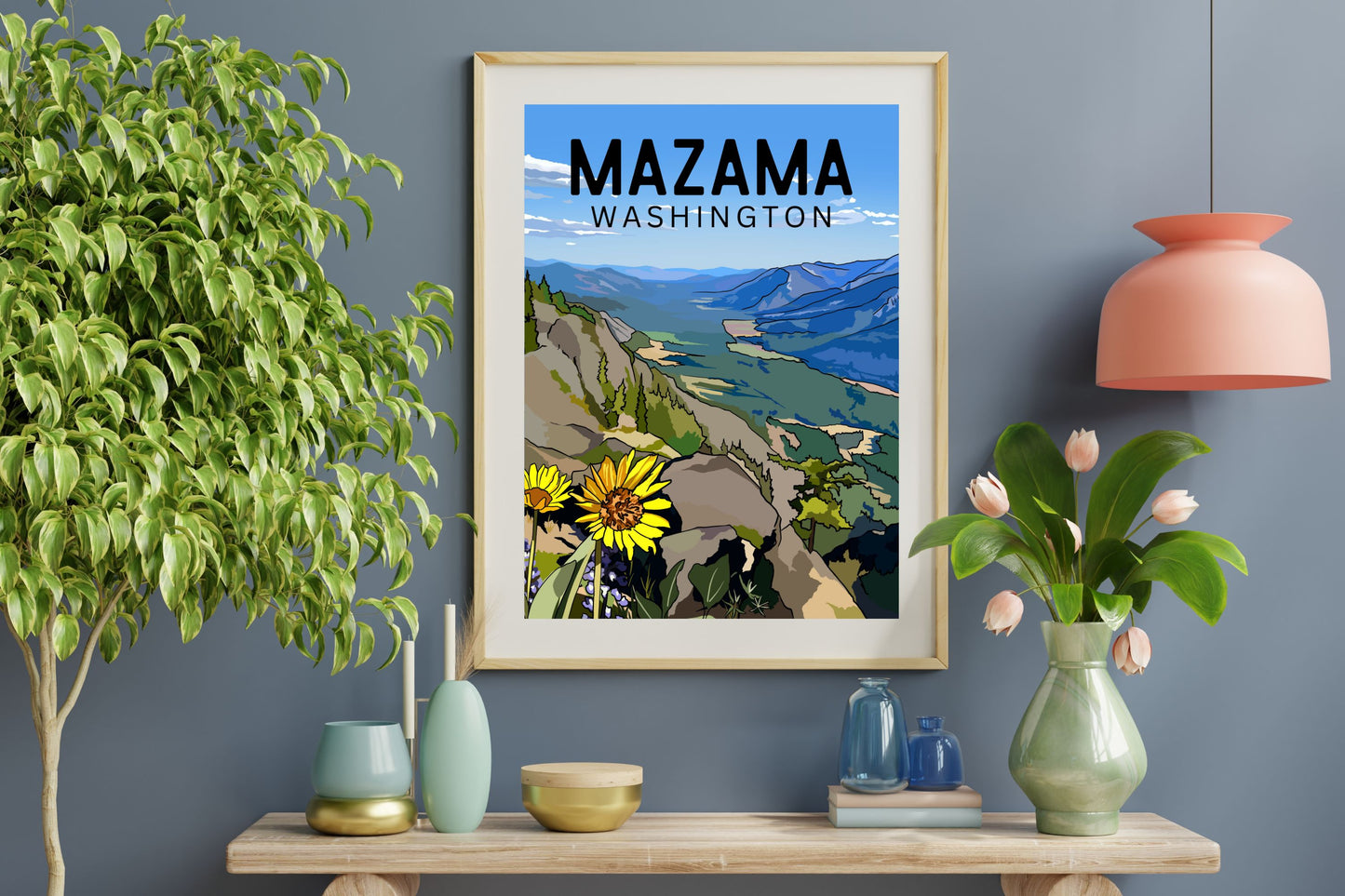 Mazama, Washington | Travel Poster Art Print - Wild Life Design Co.