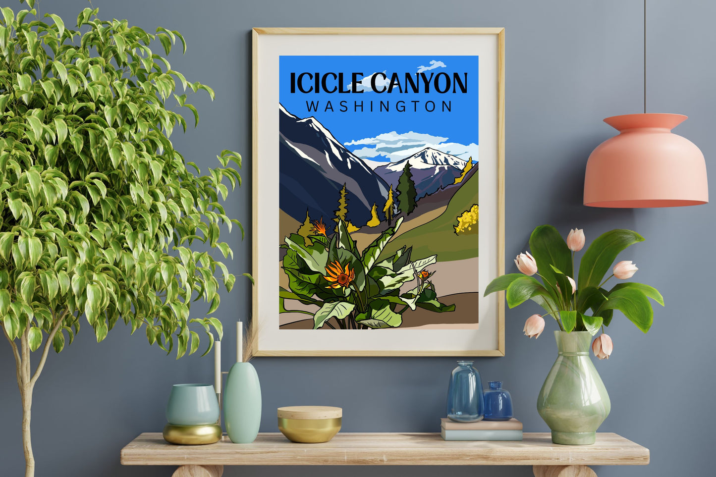 Icicle Canyon, Leavenworth, Washington | Travel Poster Art Print - Wild Life Design Co.