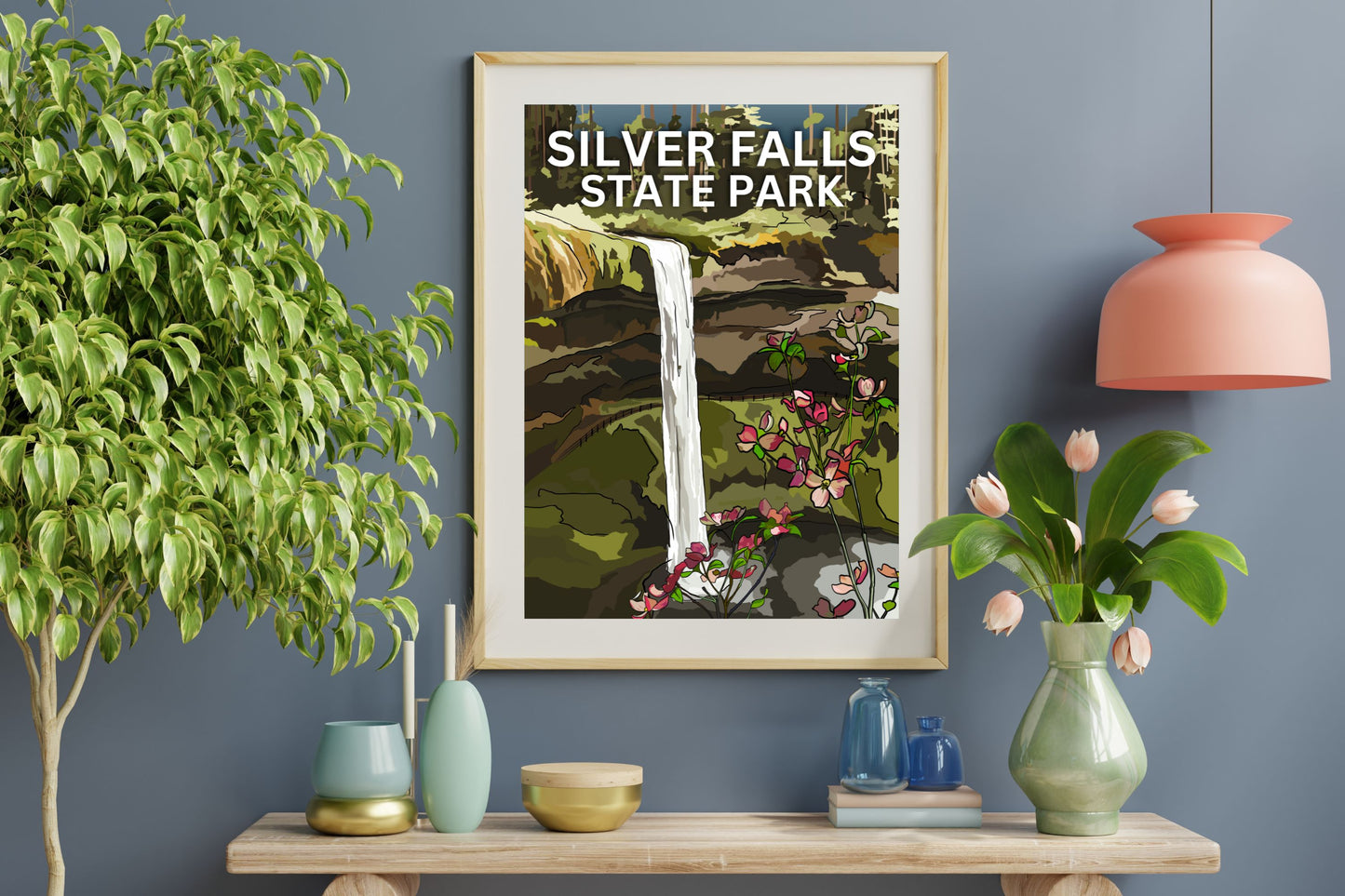Silver Falls State Park, Oregon | Travel Poster Art Print - Wild Life Design Co.