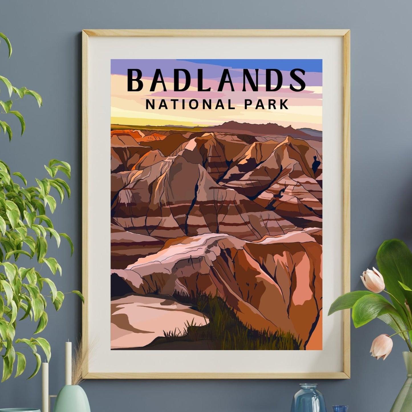 Badlands National Park, South Dakota | Travel Poster Art Print - Wild Life Design Co.