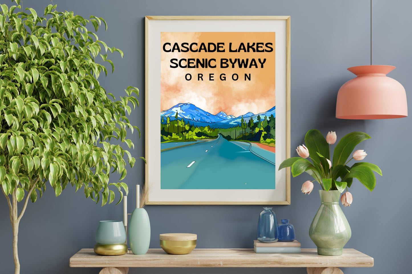 Cascade Lakes Scenic Byway, Oregon | Travel Poster Art Print - Wild Life Design Co.