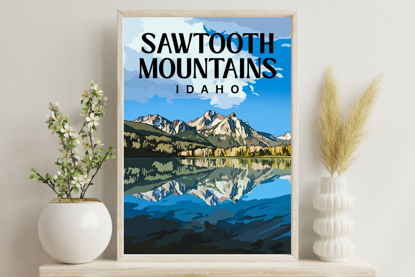 Sawtooth Mountains, Idaho Art Print / Travel Poster