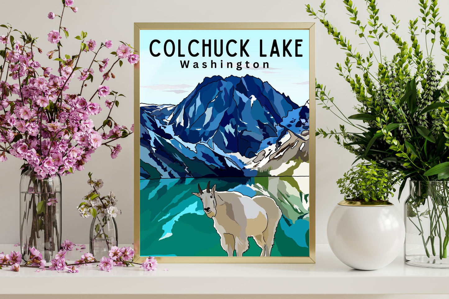 Colchuck Lake, Washington | Travel Poster Art Print - Wild Life Design Co.