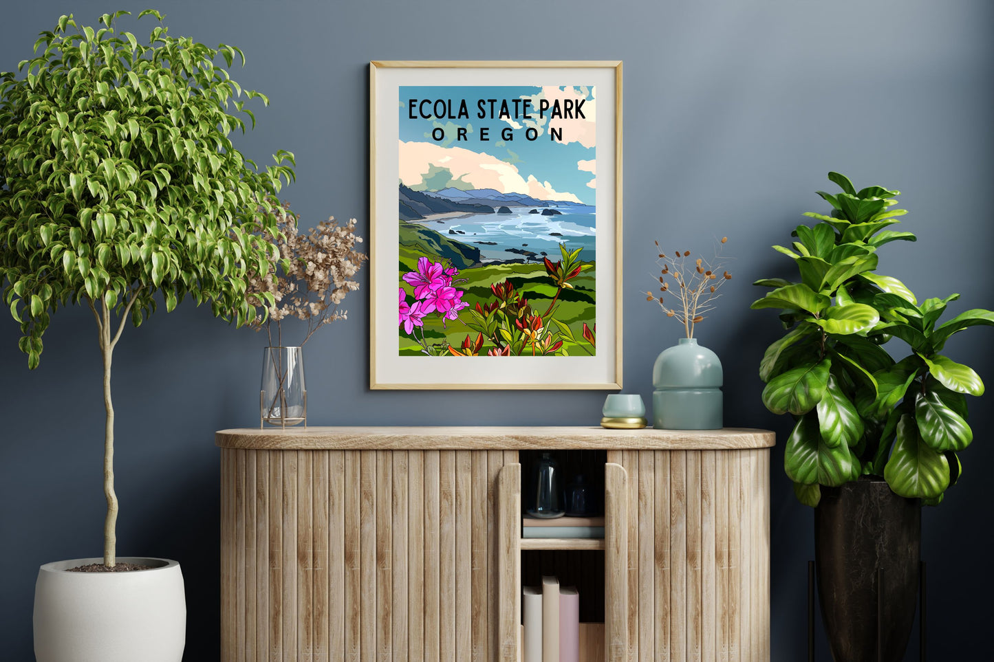 Ecola State Park, Oregon | Travel Poster Art Print - Wild Life Design Co.