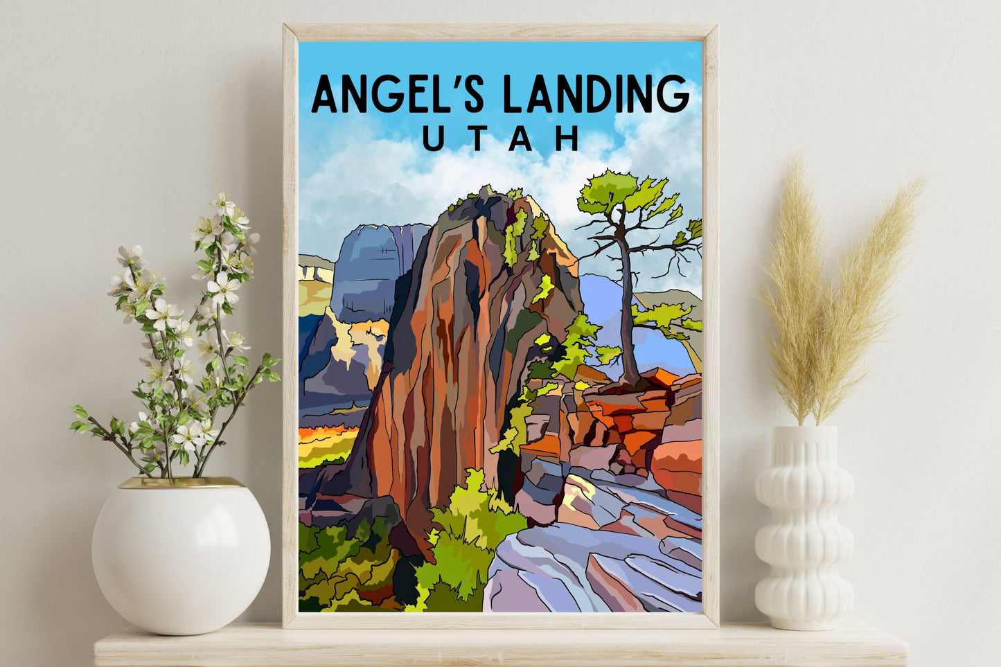 Angels Landing, Zion National Park, Utah | Travel Poster Art Print - Wild Life Design Co.