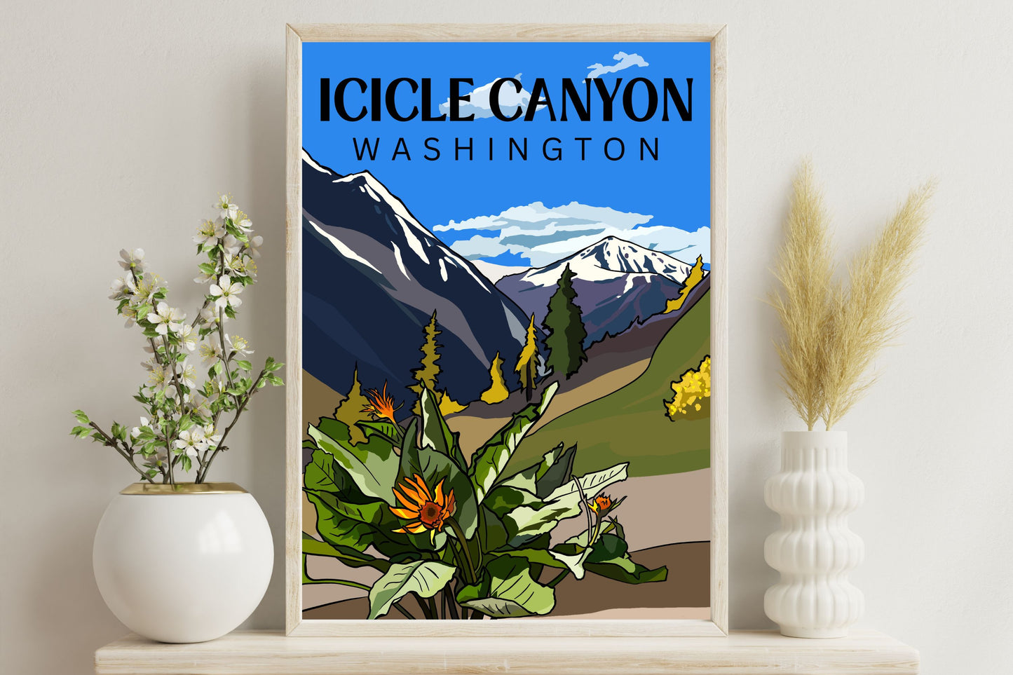 Icicle Canyon, Leavenworth, Washington | Travel Poster Art Print - Wild Life Design Co.