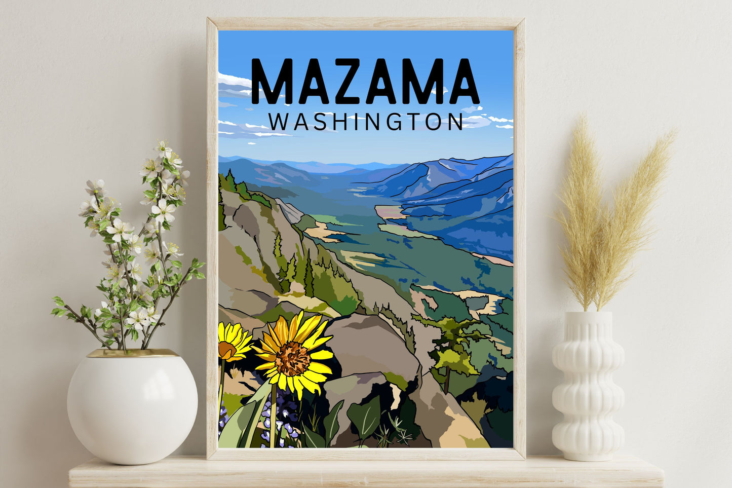 Mazama, Washington | Travel Poster Art Print - Wild Life Design Co.