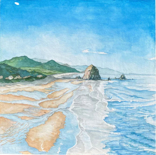 A Clear Morning at Cannon Beach | Original Watercolor Painting - Emma H. Baldwin