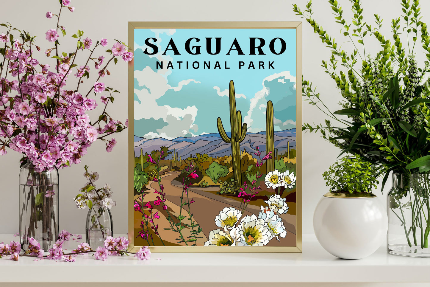 Saguaro National Park, Arizona | Travel Poster Art Print - Wild Life Design Co.