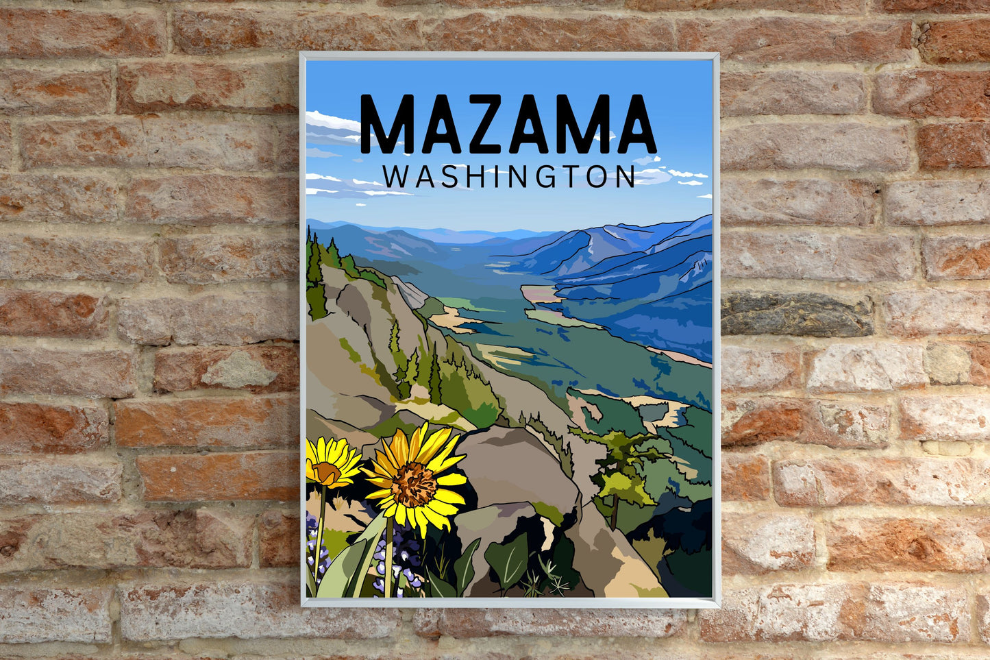 Mazama, Washington | Travel Poster Art Print - Wild Life Design Co.
