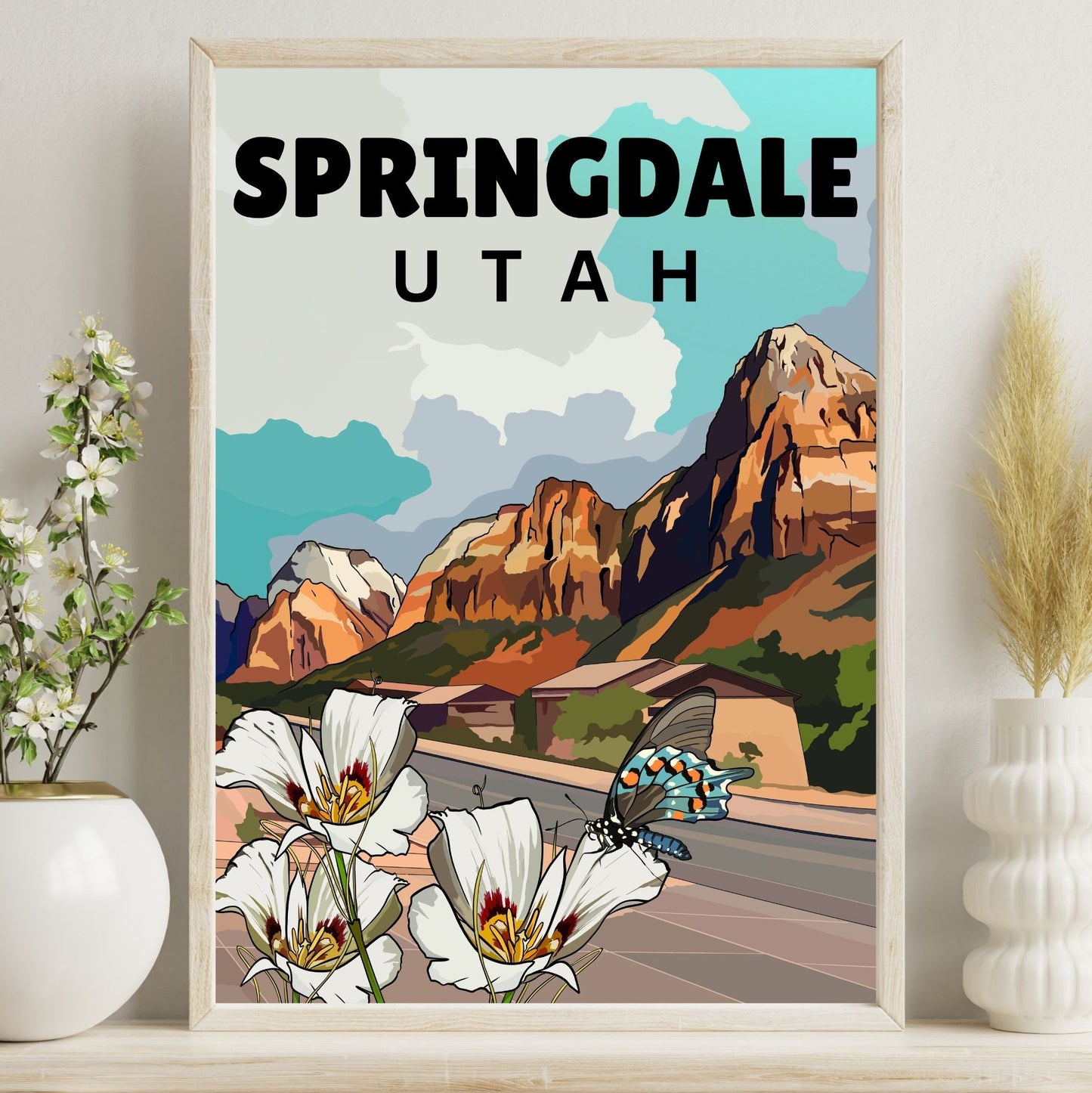 Springdale, Utah | Travel Poster Art Print - Wild Life Design Co.