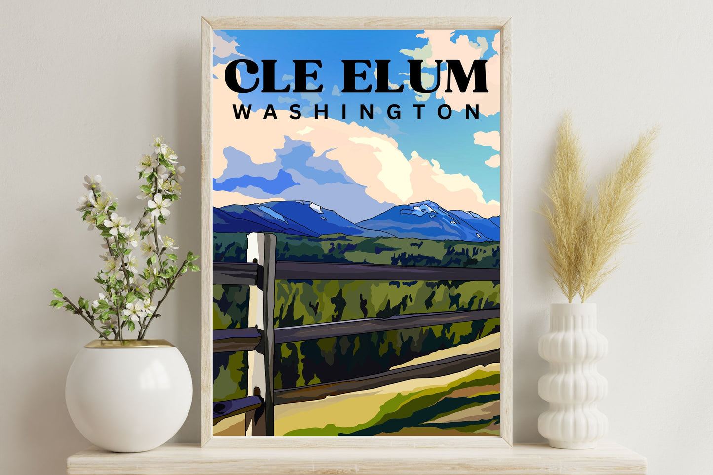 Cle Elum, Washington | Travel Poster Art Print - Wild Life Design Co.