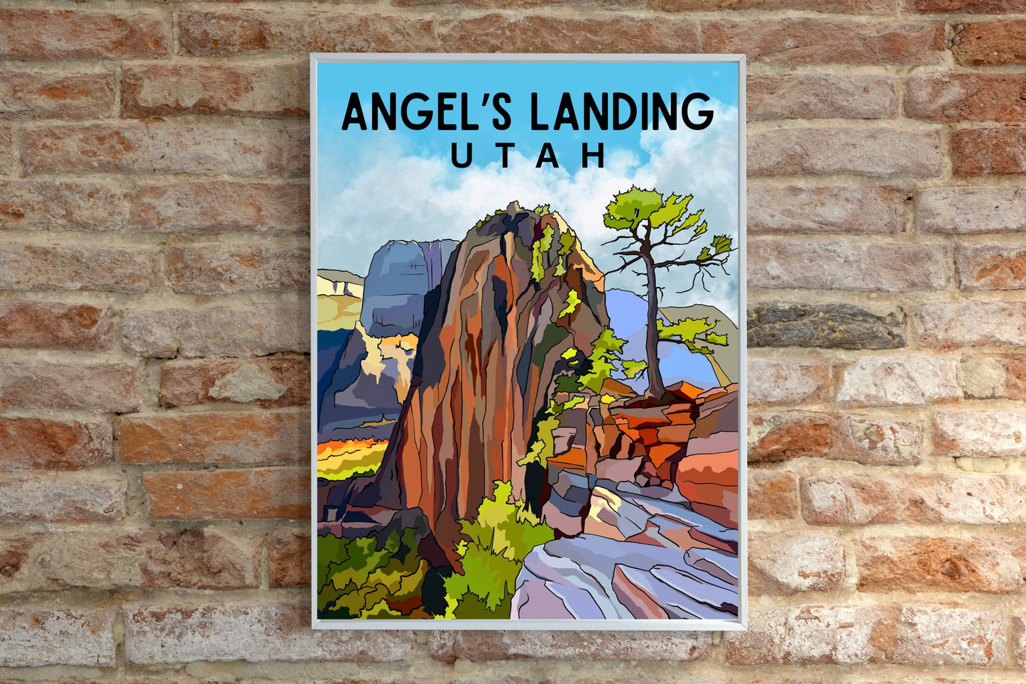 Angels Landing, Zion National Park, Utah | Travel Poster Art Print - Wild Life Design Co.