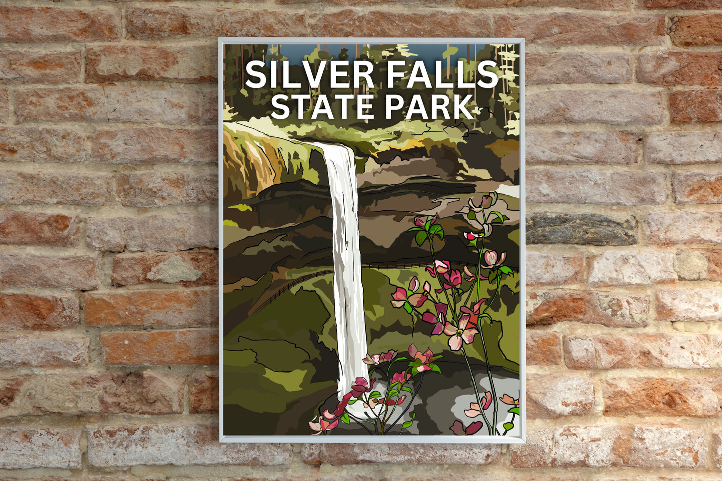 Silver Falls State Park, Oregon | Travel Poster Art Print - Wild Life Design Co.