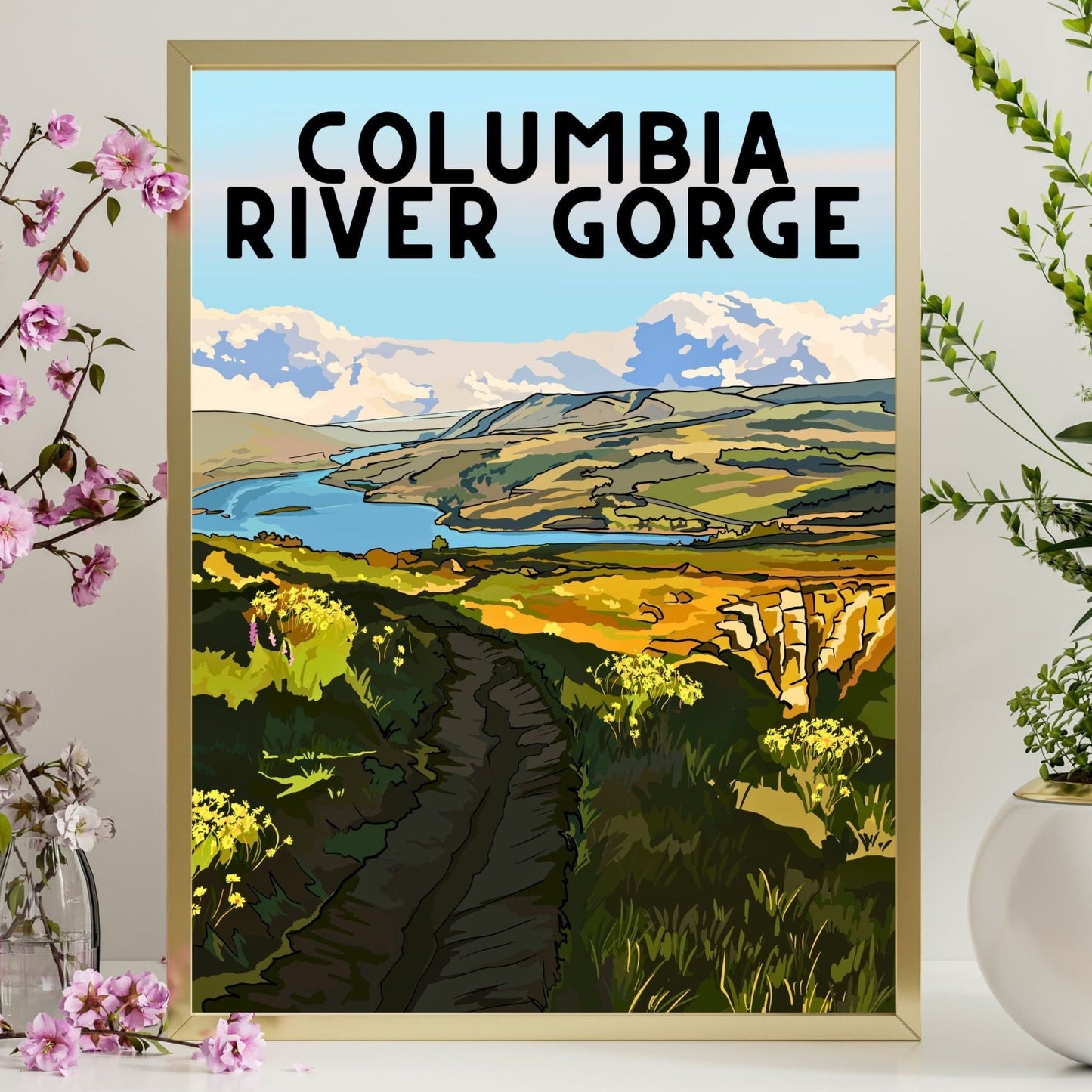Columbia River Gorge | Travel Poster Art Print - Wild Life Design Co.